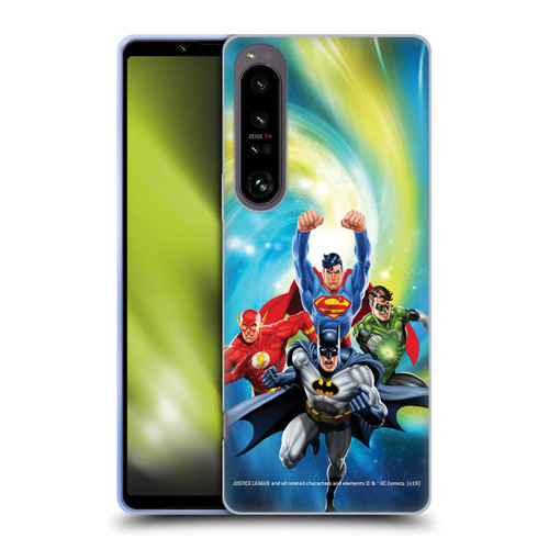 Justice League DC Comics Airbrushed Heroes Galaxy Soft Gel Case for Sony Xperia 1 IV
