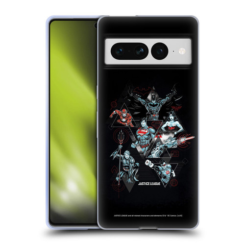 Justice League DC Comics Dark Electric Graphics Heroes Triangle Soft Gel Case for Google Pixel 7 Pro