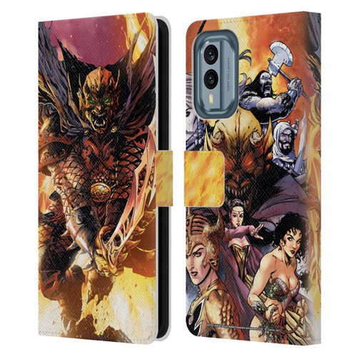 Justice League DC Comics Dark Comic Art Etrigan Demon Knights Leather Book Wallet Case Cover For Nokia X30