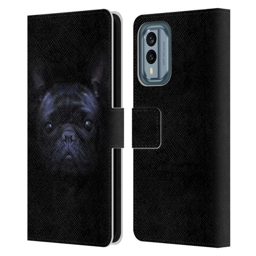 Klaudia Senator French Bulldog 2 Darkness Leather Book Wallet Case Cover For Nokia X30
