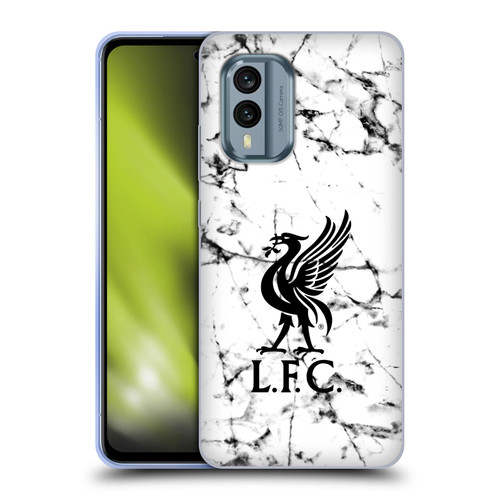 Liverpool Football Club Marble Black Liver Bird Soft Gel Case for Nokia X30