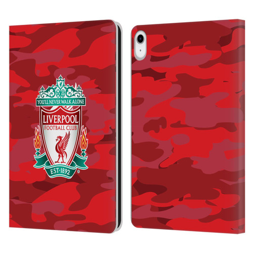 Liverpool Football Club Camou Home Colourways Crest Leather Book Wallet Case Cover For Apple iPad 10.9 (2022)