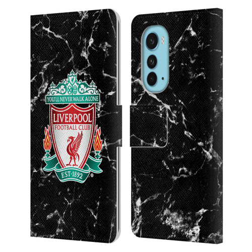 Liverpool Football Club Marble Black Crest Leather Book Wallet Case Cover For Motorola Edge (2022)