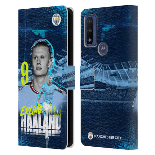 Manchester City Man City FC 2022/23 First Team Erling Haaland Leather Book Wallet Case Cover For Motorola G Pure