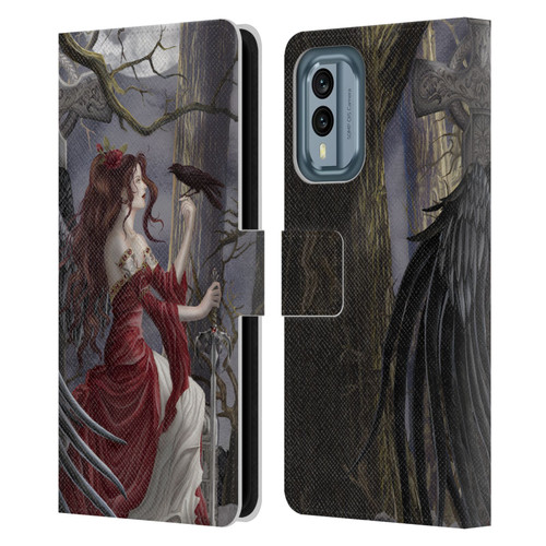 Nene Thomas Deep Forest Dark Angel Fairy With Raven Leather Book Wallet Case Cover For Nokia X30