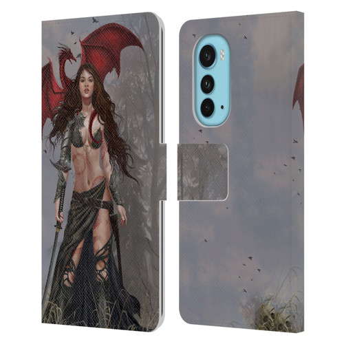 Nene Thomas Gothic Dragon Witch Warrior Sword Leather Book Wallet Case Cover For Motorola Edge (2022)