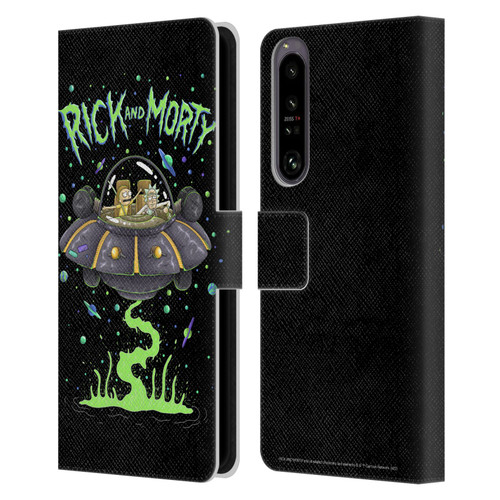 Rick And Morty Season 1 & 2 Graphics The Space Cruiser Leather Book Wallet Case Cover For Sony Xperia 1 IV