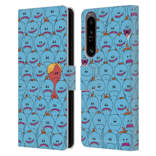 Rick And Morty Season 4 Graphics Mr. Meeseeks Pattern Leather Book Wallet Case Cover For Sony Xperia 1 IV