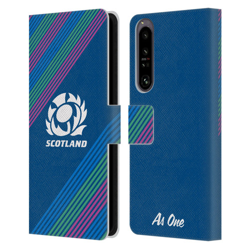 Scotland Rugby Graphics Stripes Leather Book Wallet Case Cover For Sony Xperia 1 IV