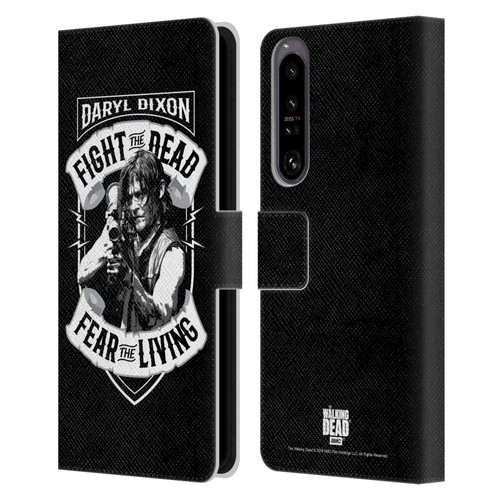 AMC The Walking Dead Daryl Dixon Biker Art RPG Black White Leather Book Wallet Case Cover For Sony Xperia 1 IV