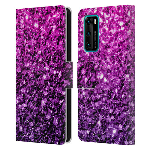 PLdesign Glitter Sparkles Purple Pink Leather Book Wallet Case Cover For Huawei P40 5G