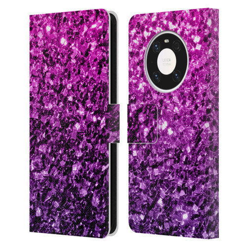 PLdesign Glitter Sparkles Purple Pink Leather Book Wallet Case Cover For Huawei Mate 40 Pro 5G