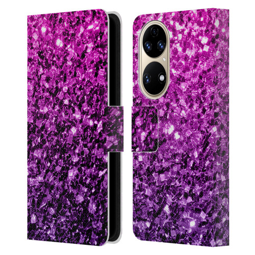 PLdesign Glitter Sparkles Purple Pink Leather Book Wallet Case Cover For Huawei P50