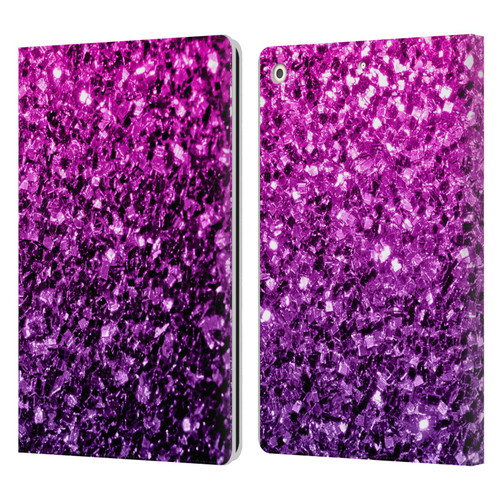PLdesign Glitter Sparkles Purple Pink Leather Book Wallet Case Cover For Apple iPad 10.2 2019/2020/2021