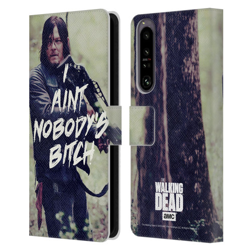 AMC The Walking Dead Typography Daryl Leather Book Wallet Case Cover For Sony Xperia 1 IV