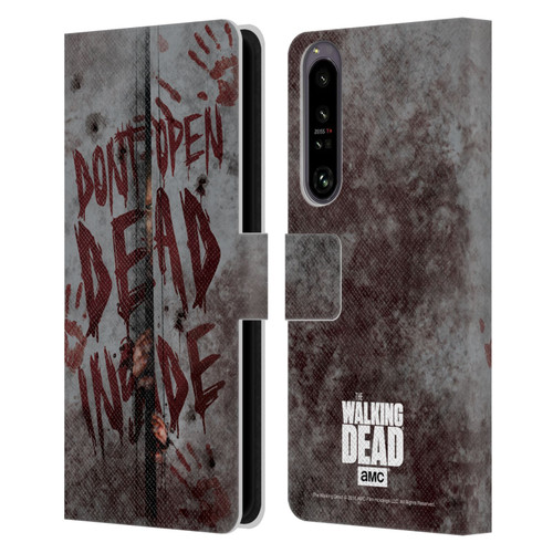 AMC The Walking Dead Typography Dead Inside Leather Book Wallet Case Cover For Sony Xperia 1 IV