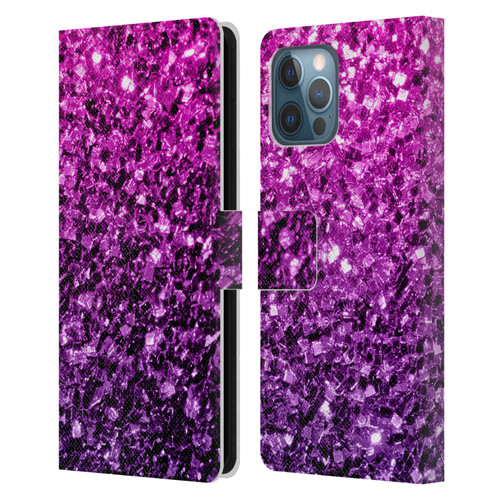 PLdesign Glitter Sparkles Purple Pink Leather Book Wallet Case Cover For Apple iPhone 12 Pro Max