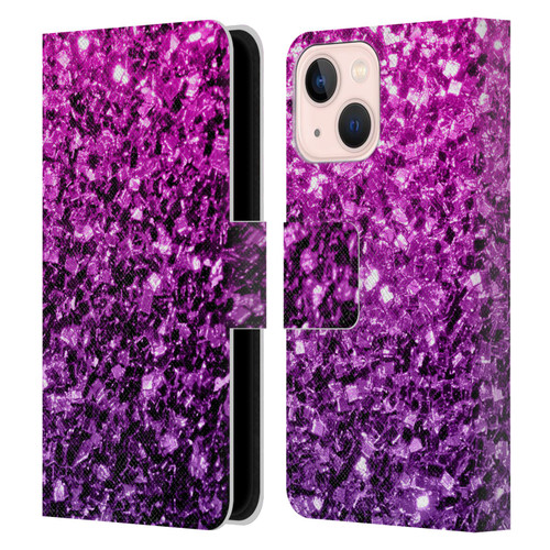 PLdesign Glitter Sparkles Purple Pink Leather Book Wallet Case Cover For Apple iPhone 13 Mini