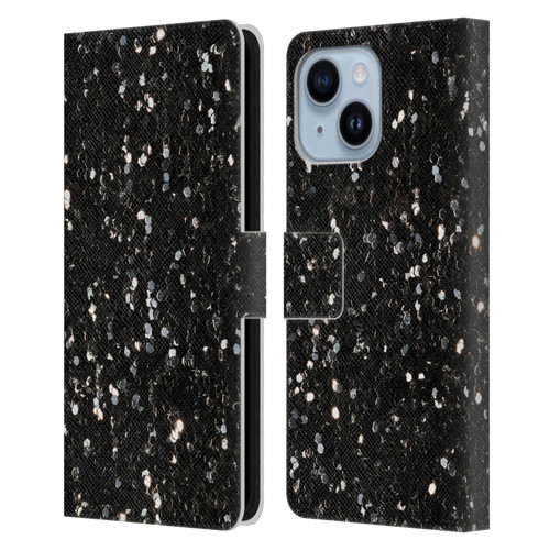 PLdesign Glitter Sparkles Black And White Leather Book Wallet Case Cover For Apple iPhone 14 Plus