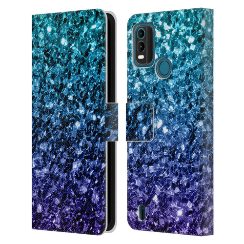 PLdesign Glitter Sparkles Aqua Blue Leather Book Wallet Case Cover For Nokia G11 Plus