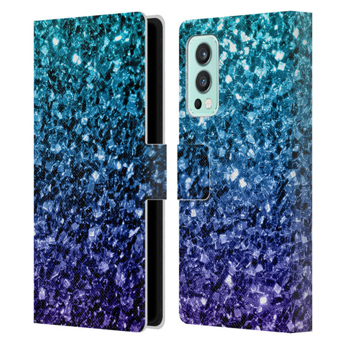 PLdesign Glitter Sparkles Aqua Blue Leather Book Wallet Case Cover For OnePlus Nord 2 5G