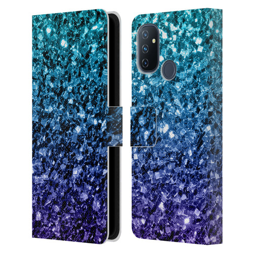 PLdesign Glitter Sparkles Aqua Blue Leather Book Wallet Case Cover For OnePlus Nord N100