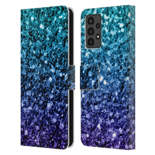 PLdesign Glitter Sparkles Aqua Blue Leather Book Wallet Case Cover For Samsung Galaxy A13 (2022)