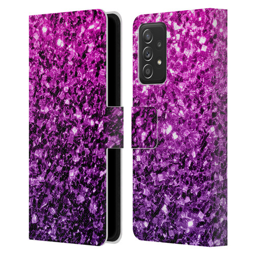 PLdesign Glitter Sparkles Purple Pink Leather Book Wallet Case Cover For Samsung Galaxy A52 / A52s / 5G (2021)