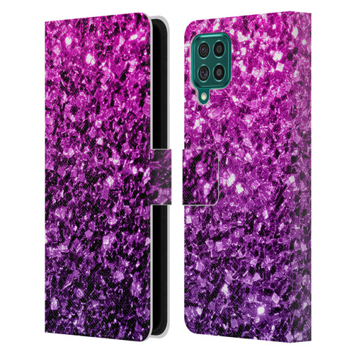 PLdesign Glitter Sparkles Purple Pink Leather Book Wallet Case Cover For Samsung Galaxy F62 (2021)