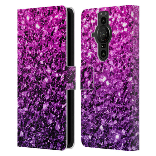 PLdesign Glitter Sparkles Purple Pink Leather Book Wallet Case Cover For Sony Xperia Pro-I