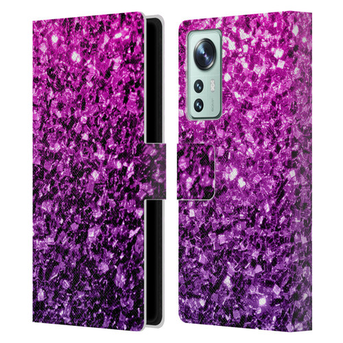 PLdesign Glitter Sparkles Purple Pink Leather Book Wallet Case Cover For Xiaomi 12