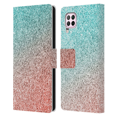 PLdesign Sparkly Coral Coral Pink Viridian Green Leather Book Wallet Case Cover For Huawei Nova 6 SE / P40 Lite