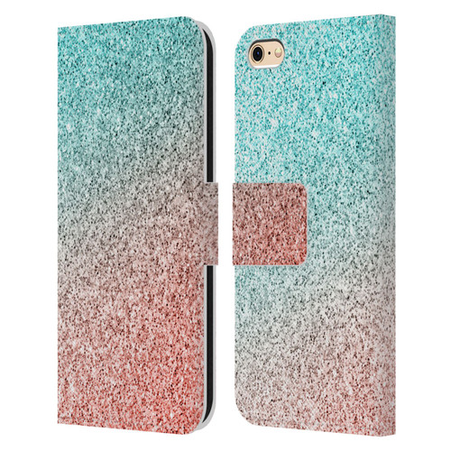 PLdesign Sparkly Coral Coral Pink Viridian Green Leather Book Wallet Case Cover For Apple iPhone 6 / iPhone 6s