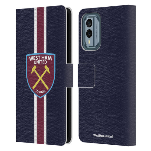 West Ham United FC Crest Stripes Leather Book Wallet Case Cover For Nokia X30