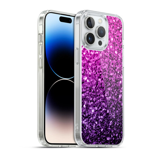 PLdesign Glitter Sparkles Purple Pink Soft Gel Case for Apple iPhone 14 Pro Max & MagSafe