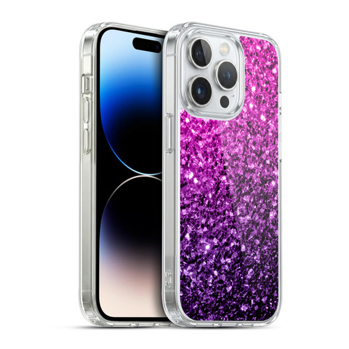PLdesign Glitter Sparkles Purple Pink Soft Gel Case for Apple iPhone 14 Pro & MagSafe