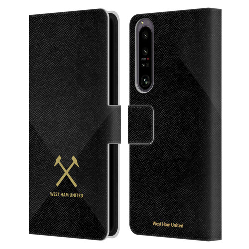 West Ham United FC Hammer Marque Kit Black & Gold Leather Book Wallet Case Cover For Sony Xperia 1 IV