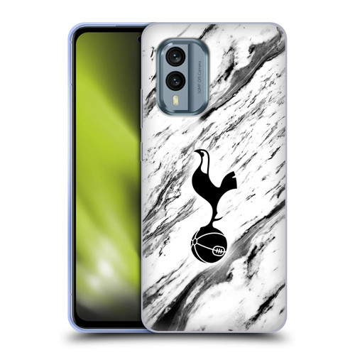 Tottenham Hotspur F.C. Badge Black And White Marble Soft Gel Case for Nokia X30