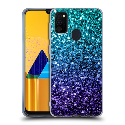 PLdesign Glitter Sparkles Aqua Blue Soft Gel Case for Samsung Galaxy M30s (2019)/M21 (2020)