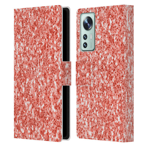PLdesign Sparkly Coral Coral Sparkle Leather Book Wallet Case Cover For Xiaomi 12