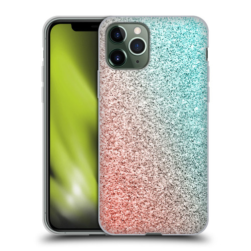 PLdesign Sparkly Coral Coral Pink Viridian Green Soft Gel Case for Apple iPhone 11 Pro