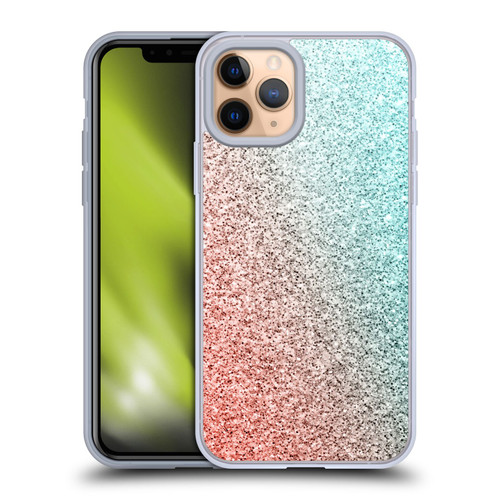 PLdesign Sparkly Coral Coral Pink Viridian Green Soft Gel Case for Apple iPhone 11 Pro