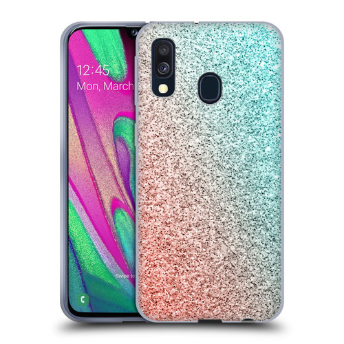 PLdesign Sparkly Coral Coral Pink Viridian Green Soft Gel Case for Samsung Galaxy A40 (2019)