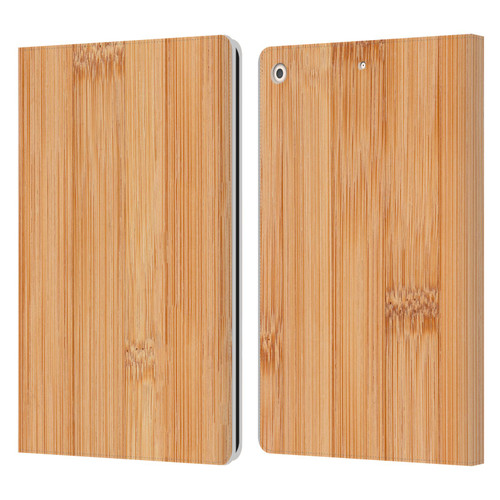 PLdesign Wood And Rust Prints Light Brown Bamboo Leather Book Wallet Case Cover For Apple iPad 10.2 2019/2020/2021