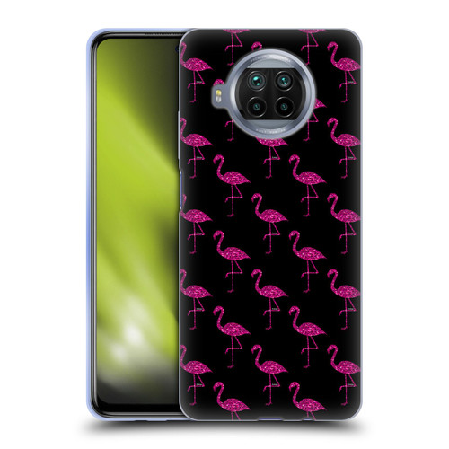 PLdesign Sparkly Flamingo Pink Pattern On Black Soft Gel Case for Xiaomi Mi 10T Lite 5G