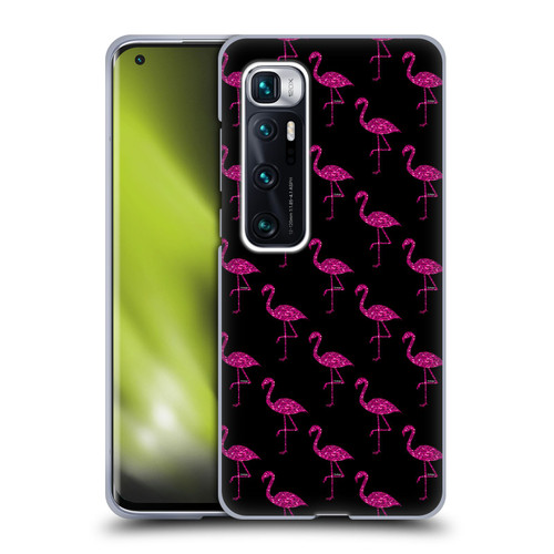 PLdesign Sparkly Flamingo Pink Pattern On Black Soft Gel Case for Xiaomi Mi 10 Ultra 5G