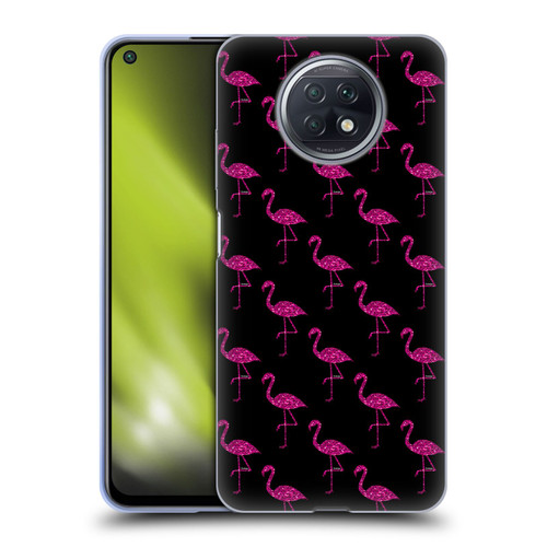 PLdesign Sparkly Flamingo Pink Pattern On Black Soft Gel Case for Xiaomi Redmi Note 9T 5G