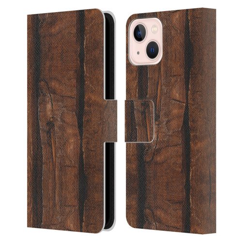 PLdesign Wood And Rust Prints Rustic Brown Old Wood Leather Book Wallet Case Cover For Apple iPhone 13