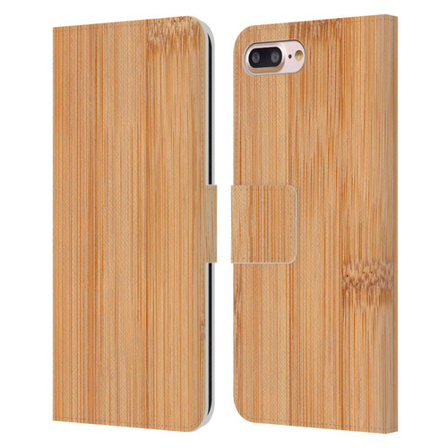 PLdesign Wood And Rust Prints Light Brown Bamboo Leather Book Wallet Case Cover For Apple iPhone 7 Plus / iPhone 8 Plus