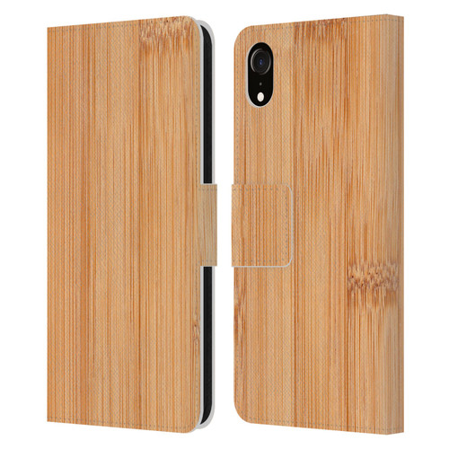 PLdesign Wood And Rust Prints Light Brown Bamboo Leather Book Wallet Case Cover For Apple iPhone XR